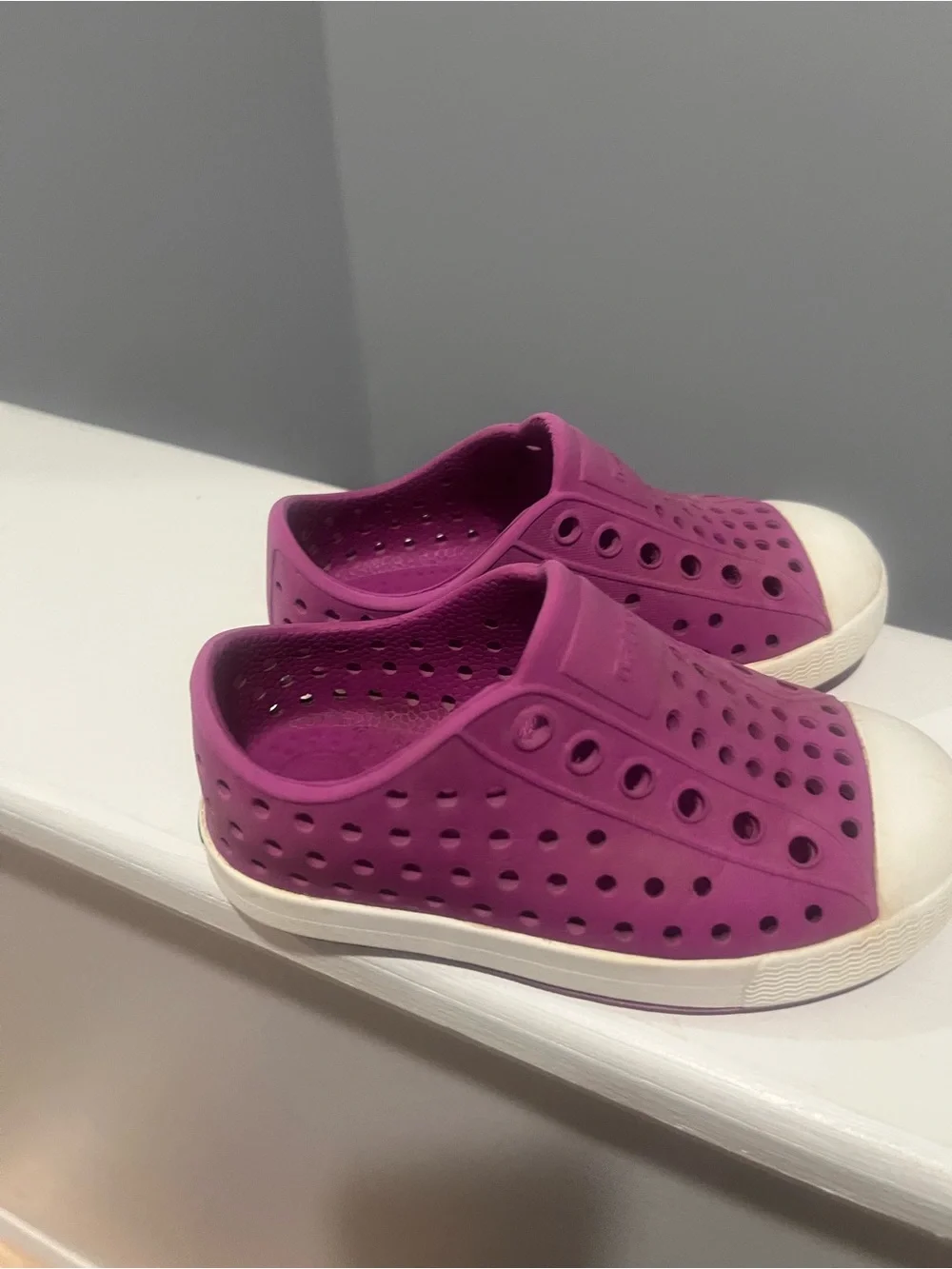 Native C7 Purple and Cream Kids Slip On Water Friendly Sneakers